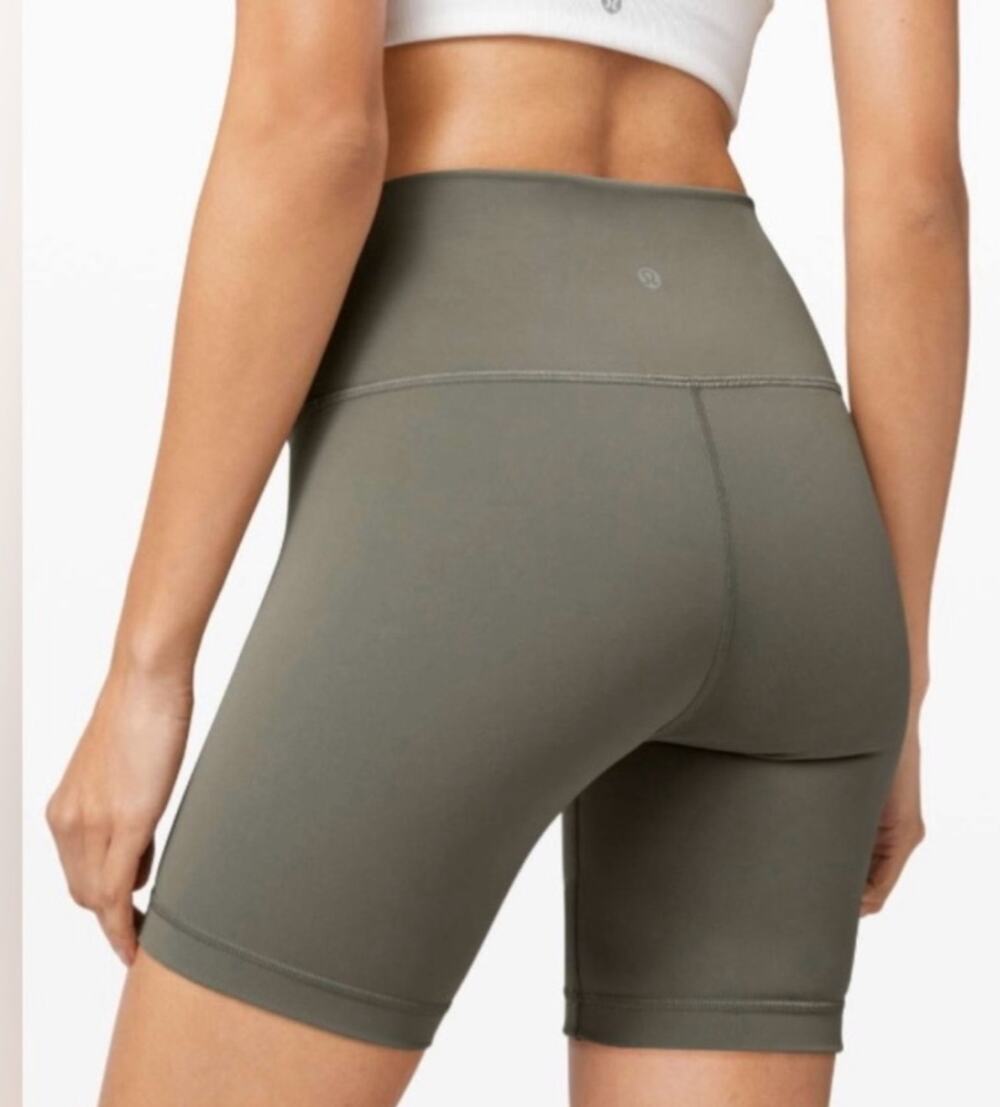 Lululemon Align Super High Rise 10" Biker Shorts Olive Green Nulu Yoga 4